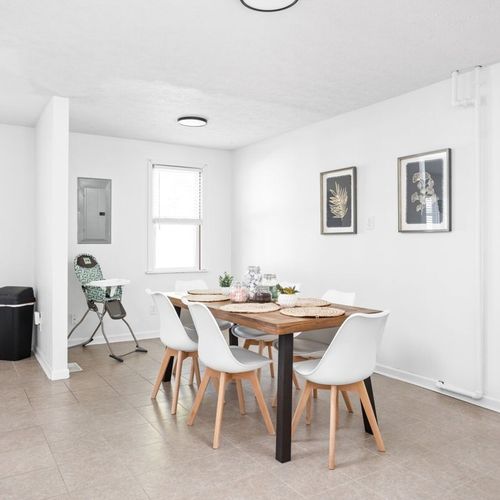 Dining Area: Enjoy meals surrounded by stylish decor and warm, natural light! Perfect for gatherings!