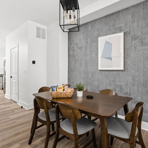 Enjoy wonderful moments as you gather around our six-seater dining table. It's the perfect spot for laughter, good food, and creating lasting memories together.