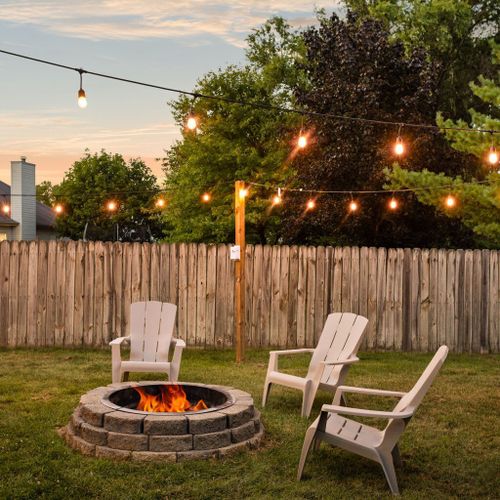 The fire pit is ready for action. Grab a spot, enjoy the crackling fire, and let's turn up the fun.