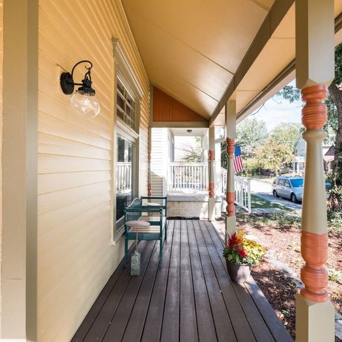 Our porch features a seating area for relaxation