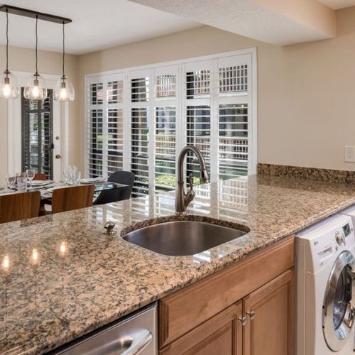 Features a full size washer and dryer