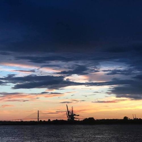 Nightfall sky over the water