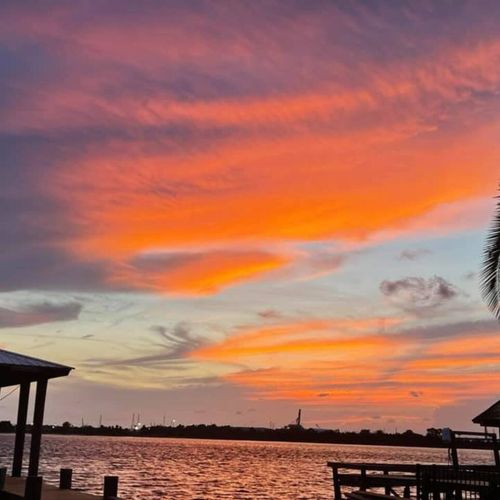 Sunset sky reflecting on the water