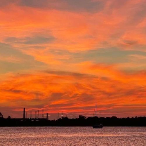 Sunset sky over the river