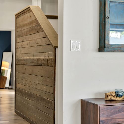 Reclaimed wood staircase with rustic charm