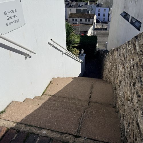 Steps leading down from the car park.
