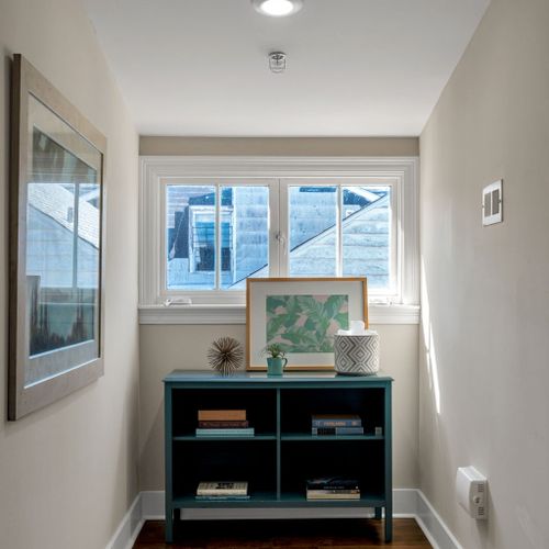 Natural light pouring over curated decor