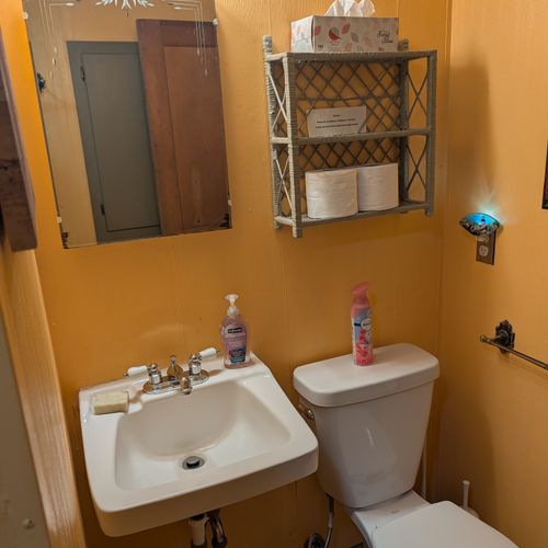 BATHROOM #1 (MAIN FLOOR):  Full bathroom on the main floor with a walk-in shower.