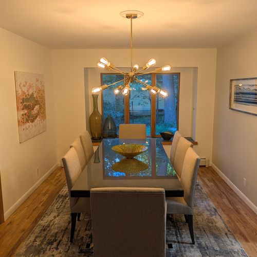 DINING AREA (SECOND FLOOR):  Features both a formal dining table with seating for 8 adults and a breakfast or card table with seating for 4 adults.