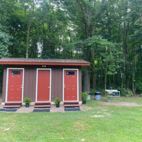 BATHROOMS:  The separate bathroom building with 2 full bathrooms in it.