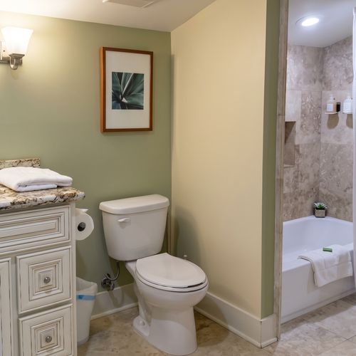 Bright bathroom with walk-in shower