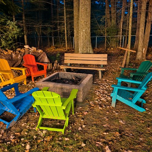 OVERVIEW:  The backyard firepit at night.