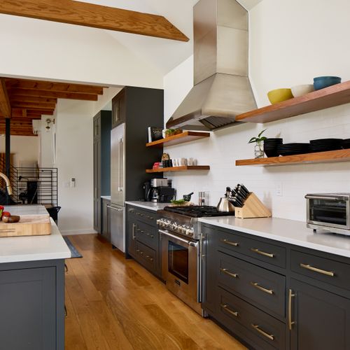 The main house kitchen, looking toward the dining area.