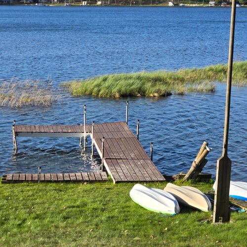 EXTERIOR:  The private dock and 3 private kayaks that are included with the rental.