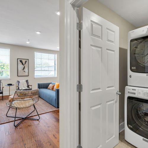 Peek downstairs with in-unit washer and dryer