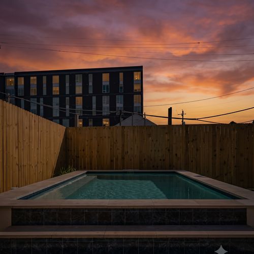 Fully-fenced pool, towels & lounge chairs — your private backyard oasis.