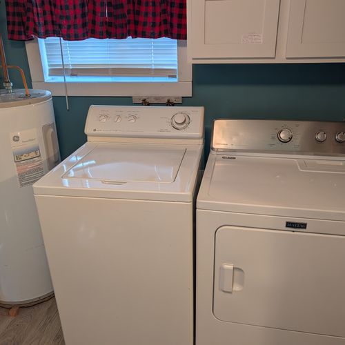 LAUNDRY AREA:  The cabin has a very convenient main floor washer and dryer.
