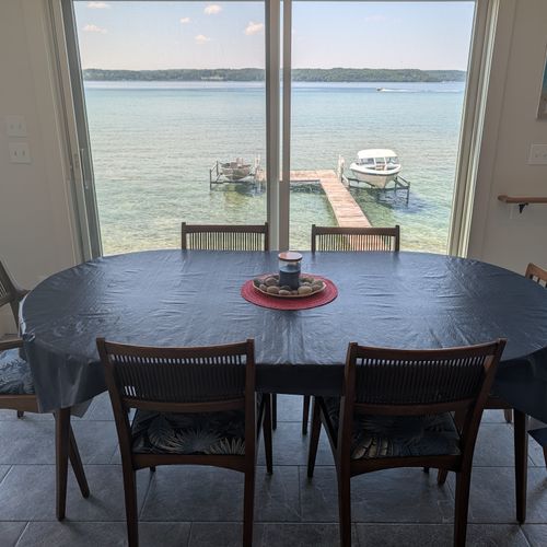 DINING ROOM (SECOND FLOOR):  Eagles Landing has a gorgeous dining area with an incredible view of Crystal Lake!