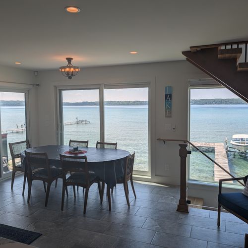 DINING ROOM (SECOND FLOOR):  Eagles Landing has a gorgeous dining area with an incredible view of Crystal Lake!