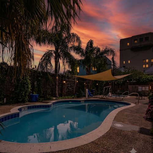 Sparkling pool soaking up the sun — perfect for lazy afternoon swims.