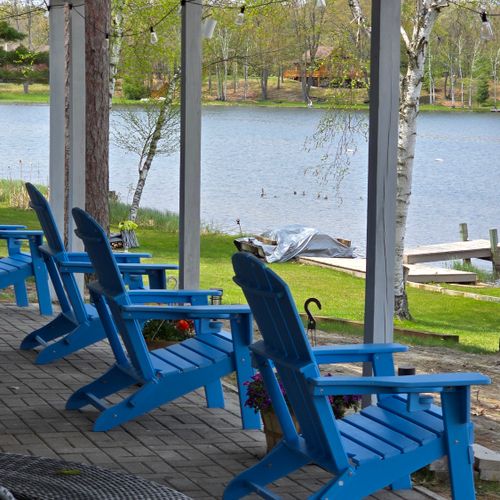 PATIO:  New Adirondack chairs that are on the back patio.