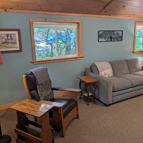LIVING ROOM: The comfy, cute living room with plenty of cute furniture