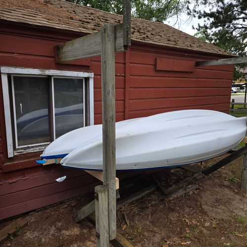 EXTERIOR:  The 2 kayaks that are available for guest usage.