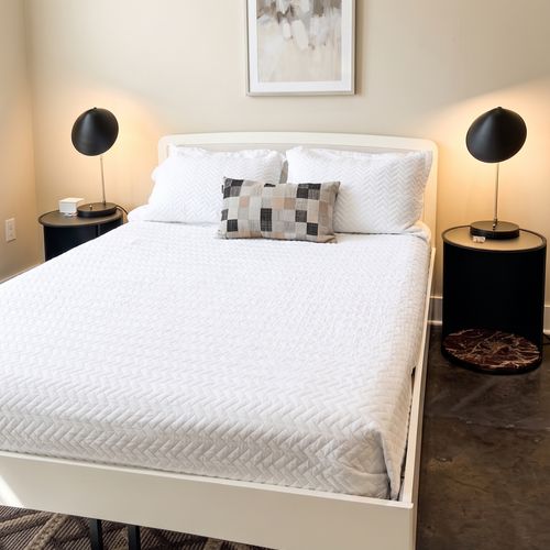 Bright bedroom with modern accents