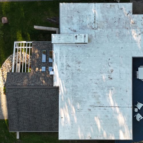 EXTERIOR:  Another aerial photo of the house.