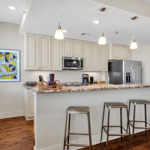 Kitchen island ready for coffee and beignets