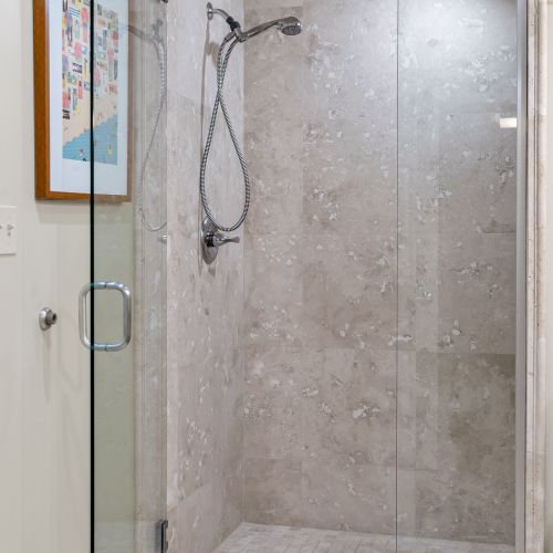 Modern shower with polished concrete finish