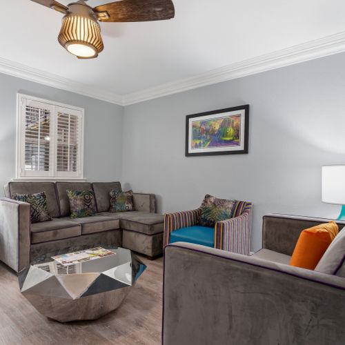Kick back in a laid-back living room made for quiet evenings in.