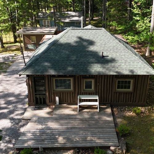 OVERVIEW:  Aerial view from in front of the cabin.