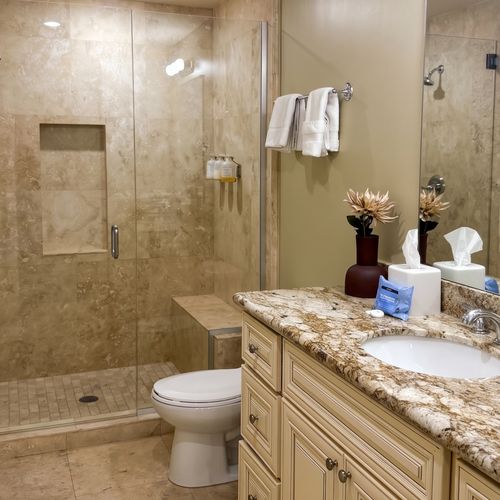 Refined vanity with stone countertop