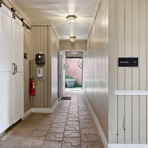 Corridor connecting you to the shared pool & spa area.