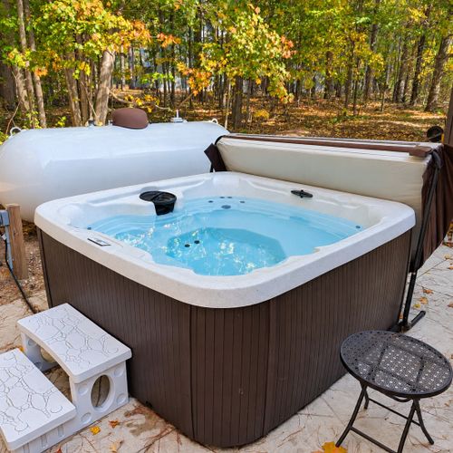 EXTERIOR:  The gorgeous backyard hot tub!