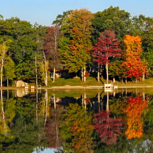 EXTERIOR:  Bass Lake in the Fall