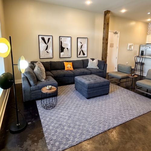 Inviting lounge with cozy charm
