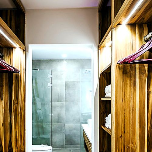 A hallway of teak and towels between you and your morning shower.