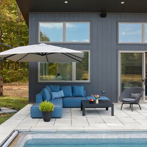 This lounge set sits just outside the pool house.