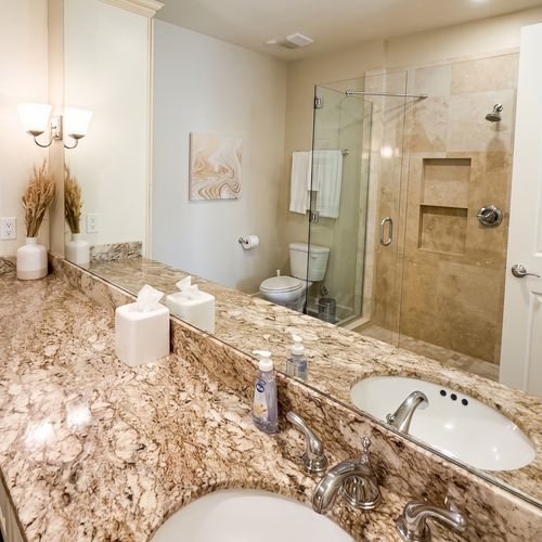 Refined bathroom with double vanity
