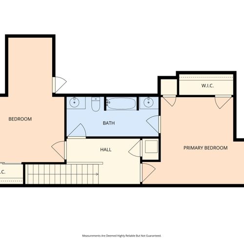 Second floor layout with bedrooms and baths