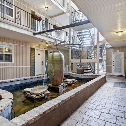 Relaxing atrium with fountain