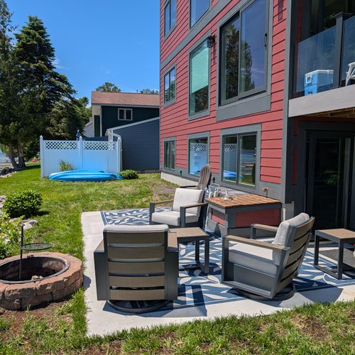 EXTERIOR:  Another view of the private patio and bonfire ring.