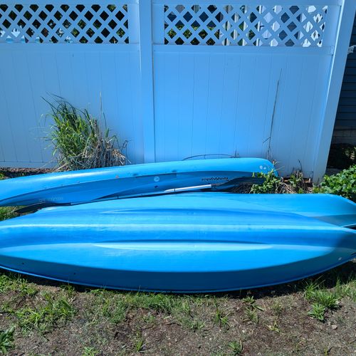 EXTERIOR:  The 3 kayaks that are included with the rental.