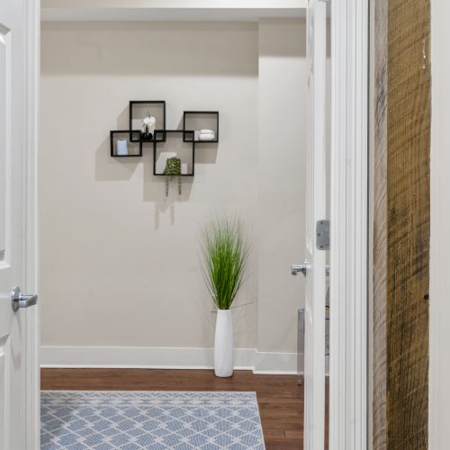 Minimal shelf decor with a touch of greenery