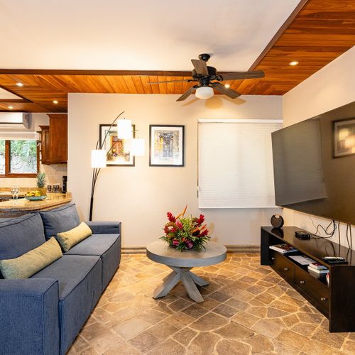 Separate casita living area - kitchenette, smart TV, sleeper sofa for the +1 guest.