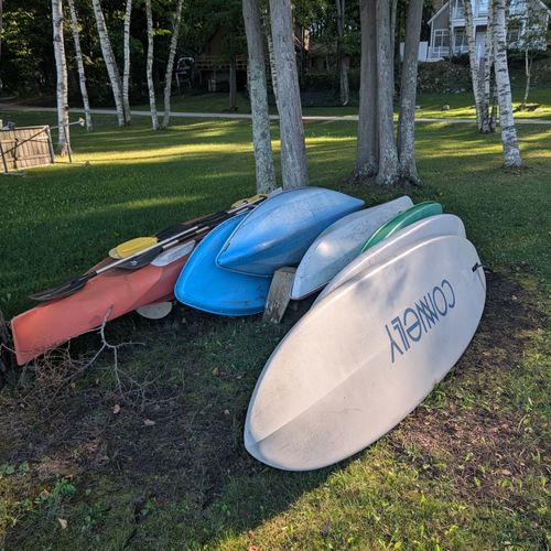 EXTERIOR:  The kayaks and paddleboards that are available for guest usage.