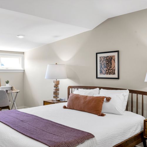 Accent pillows and art for a boutique feel