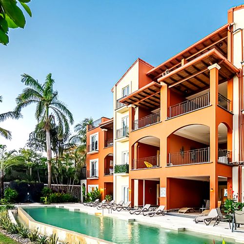Palm-shaded and pool-side — resort living